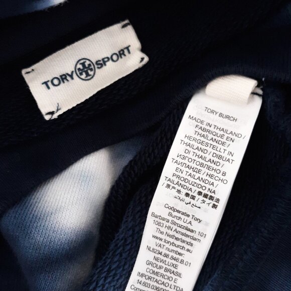 Tory Burch Sport Sweatshirt French Terry Tie Dye Ocean Mist Blue Small - Picture 8 of 9